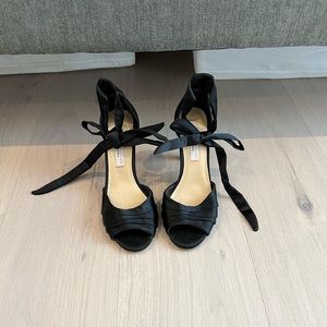 Open Toe, Ankle Tie, Satin Pumps by Kristin Cavallary for Chinese Laundry